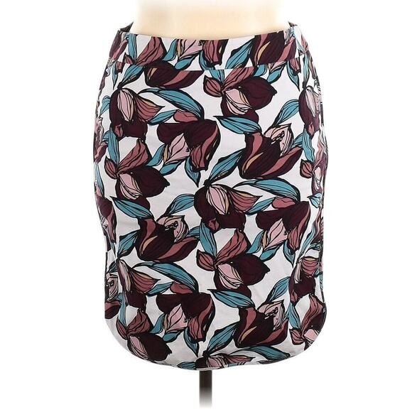 Loft Fall Skirt Floral Zipped Lined Slit Back Dark Academia Botanical Size 14 - Picture 1 of 11